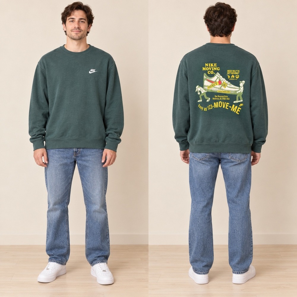 Nike Moving Co Graphic Sweatshirt Mens XL Forest Green Crewneck DX0701-387